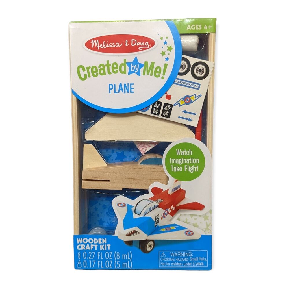 NWT Melissa & Doug Created By Me Wooden Plane Craft Kit 4+ Fine Motor Skills